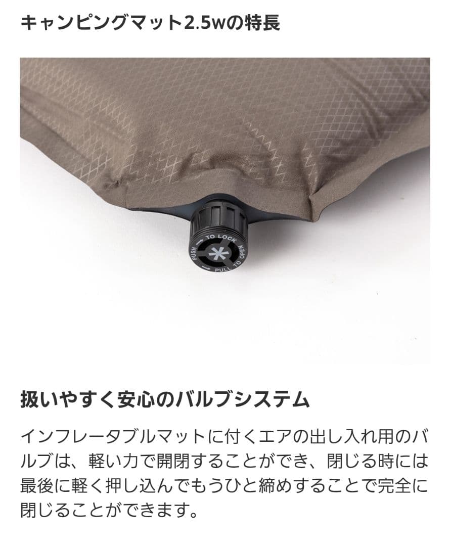 スノーピーク インフレーター キャンピングマット2.5w TM-193