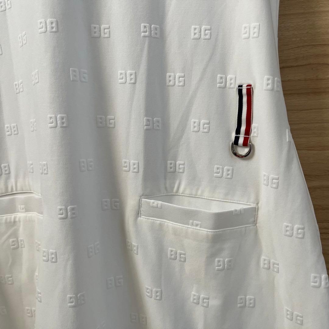 新品★38,500円 BRIEFINGゴルフワンピース BGロゴ柄ポロワンピ白L