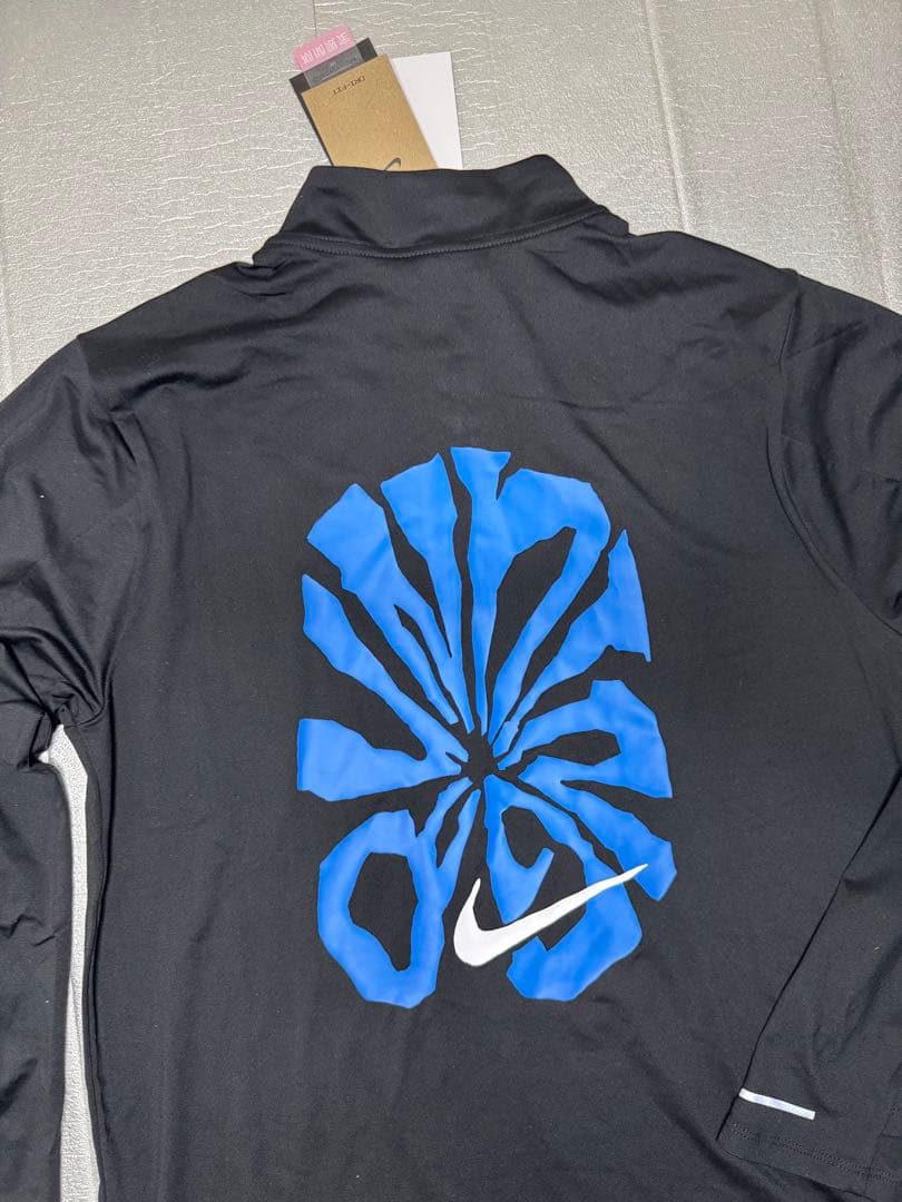 Nike フルジップ長袖シャツ 黒/青