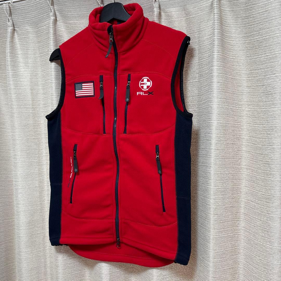 美品　RLX RALPHLAURENSPORTS ベスト　レッド　フリース　S