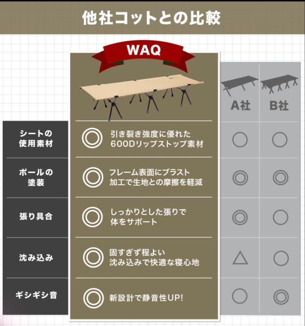 WAQ 2way 折りたたみコット 折りたたみ 軽量
