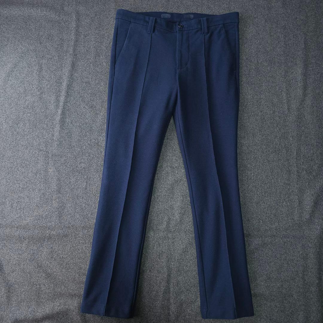 アンパスィ 春 ストレッチゴルフパンツ ネイビー ロゴワッペン W85 LL