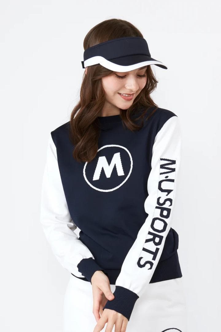 (M・U SPORTS セーター 長袖 ビッグロゴ クルーネック ニット