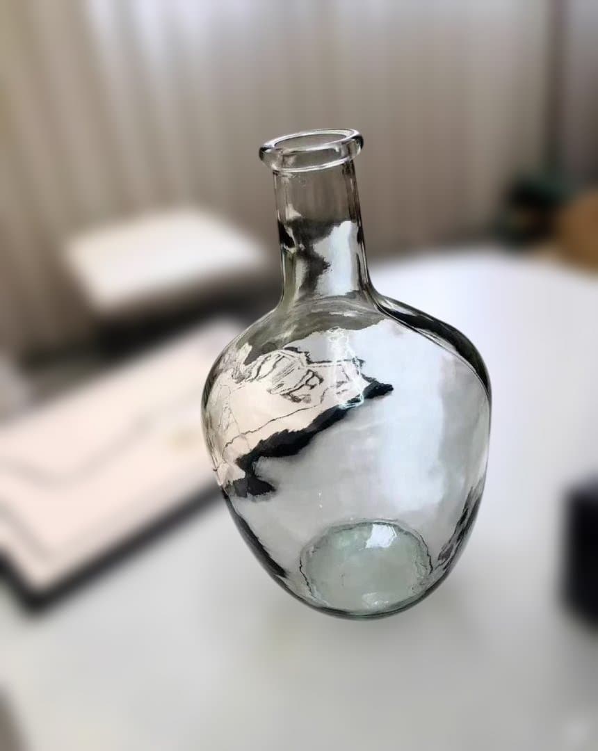 透明ガラス製花瓶 ボトル型