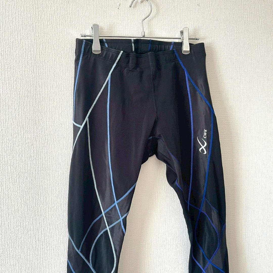 シーダブリューエックス▶スポーツタイツM 黒 青 ストレッチ素材
