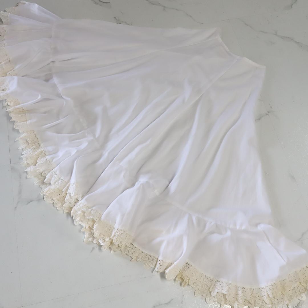 【美品 フラメンコ衣装】ホワイト×オフホワイトレース地 ペチコート ファルダ