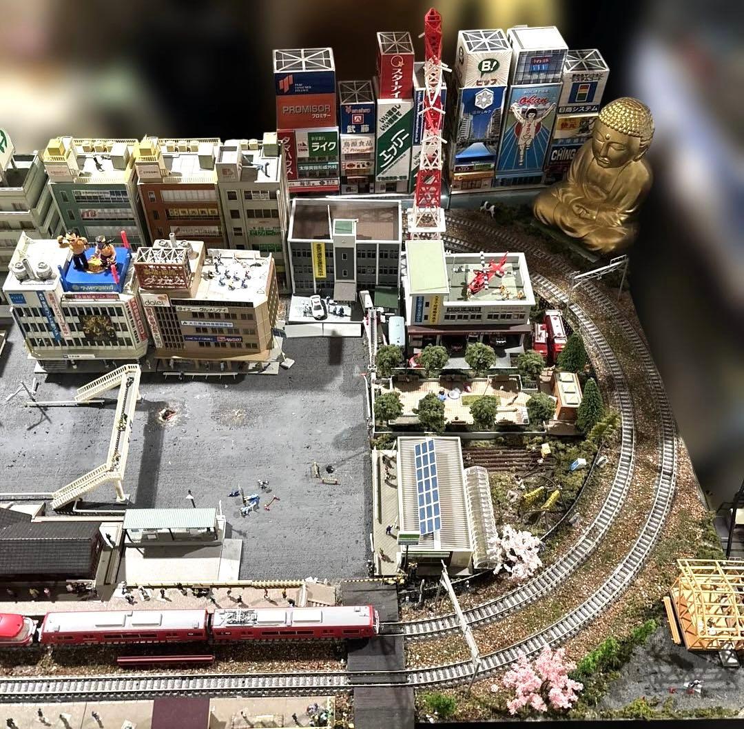 引取り限定　鉄道模型　Nゲージ　街中複線ジオラマ 金華山・岐阜城