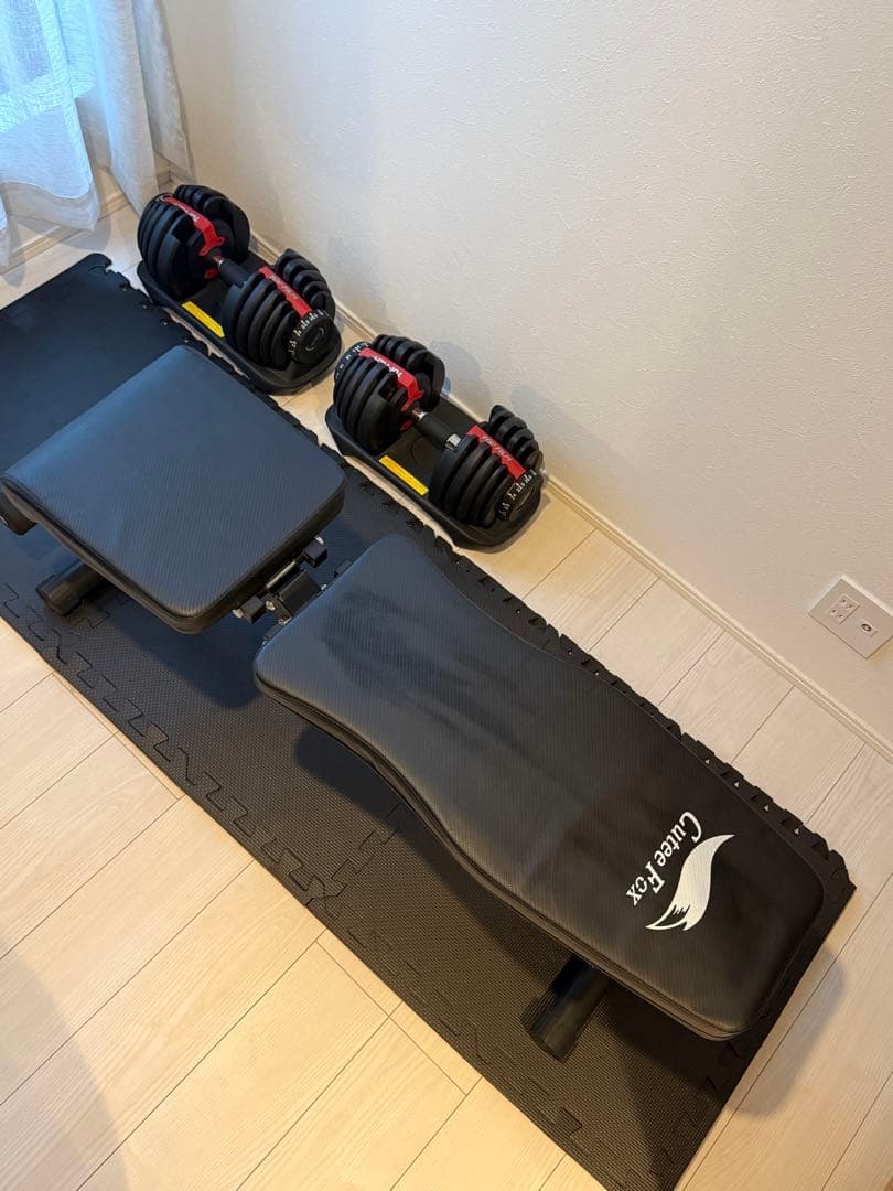 【直接引渡し限定】TOP FILM可変式ダンベル 24kg+ベンチ+マット3点組