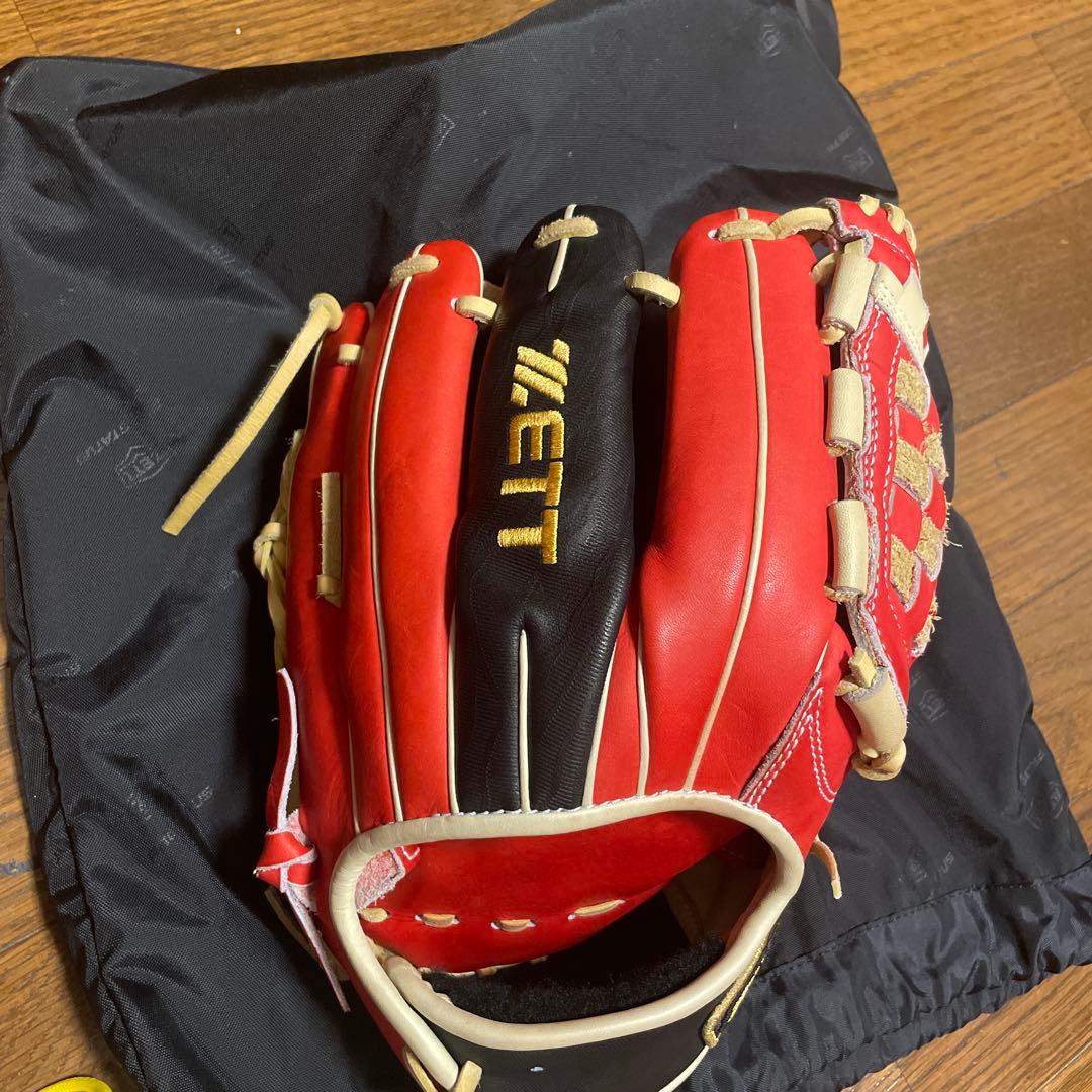 ZETT 軟式野球グローブ 赤黒