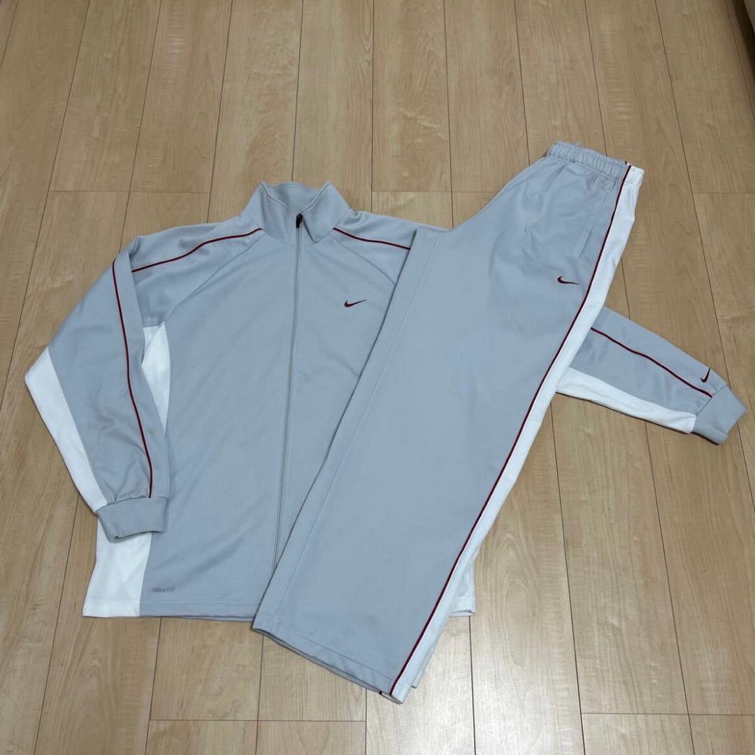 ナイキ　トラックジャージ　上下セット XL グレー/レッド　ジャケット パンツ