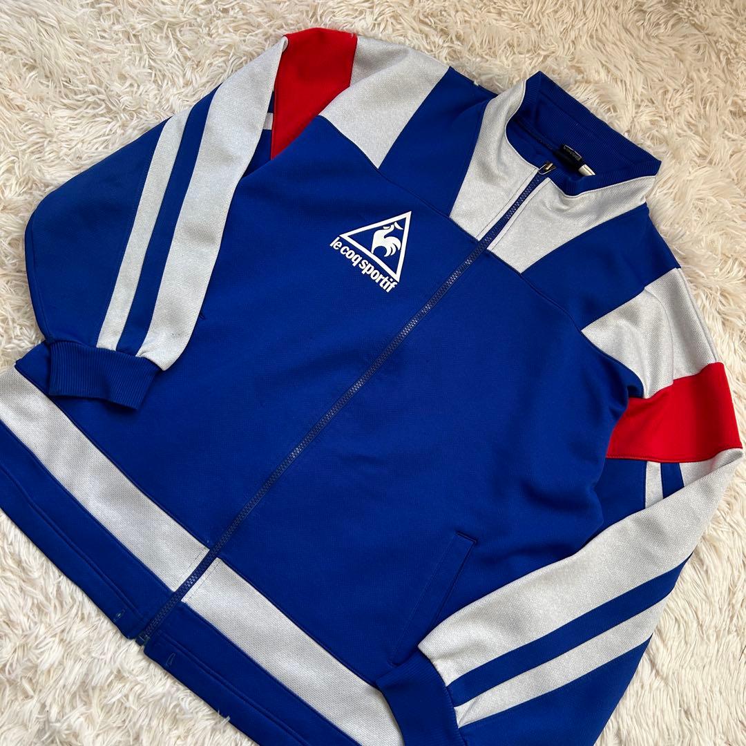 90s ルコックスポルティフ　ジャージ　上下　セットアップ　ブルー　ロゴ　L