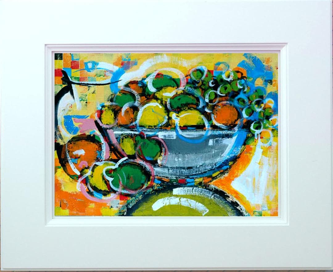 油絵 菅家令子絵 絵画インテリア 額付(白) uF6-061604 静物 果物