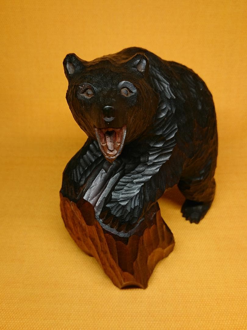 くま　熊　木彫　オブジェ　置物　インテリア　工芸品　美術品　A2891