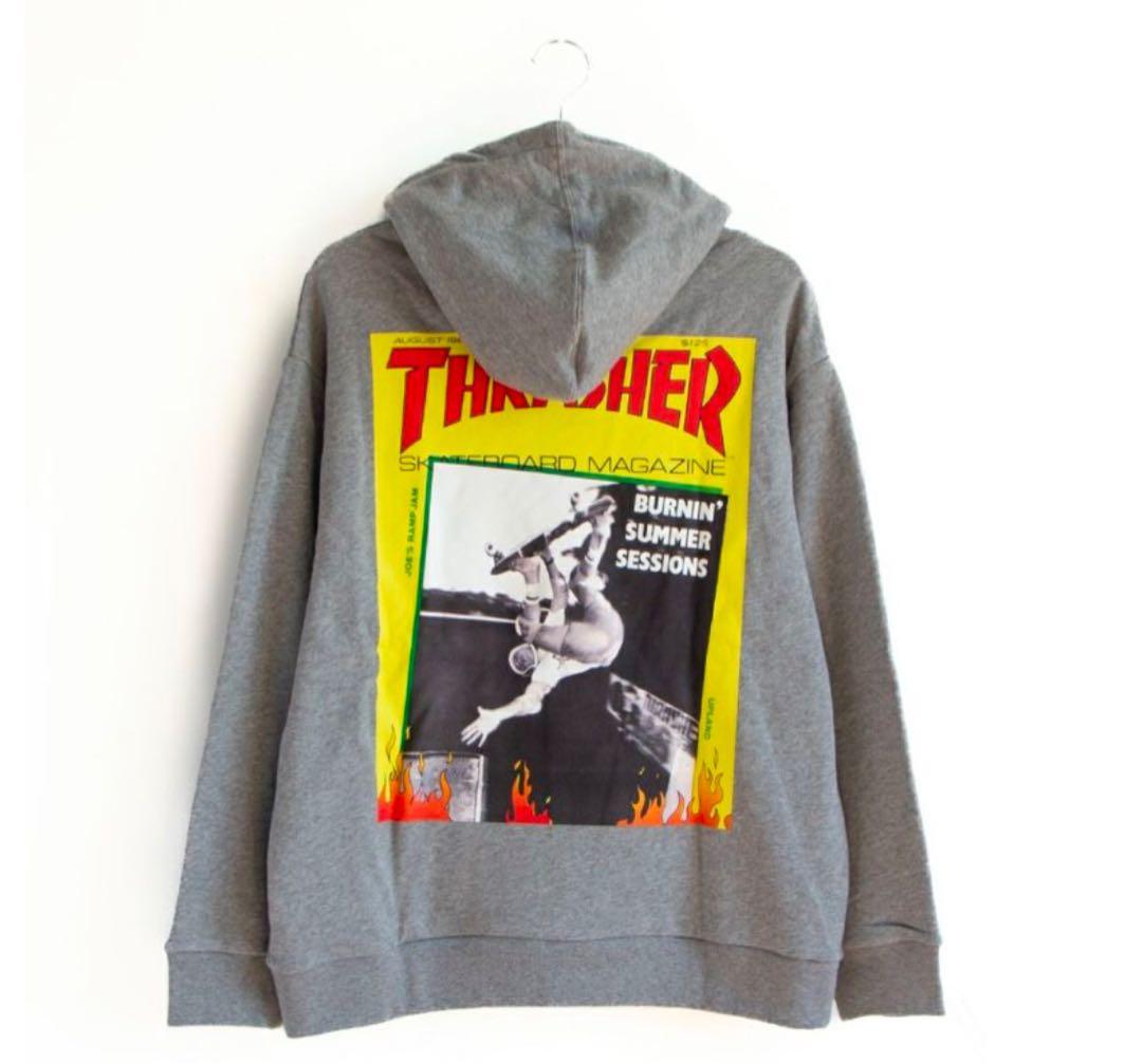 THRASHER スケートボードパーカー グレー　ラスト1