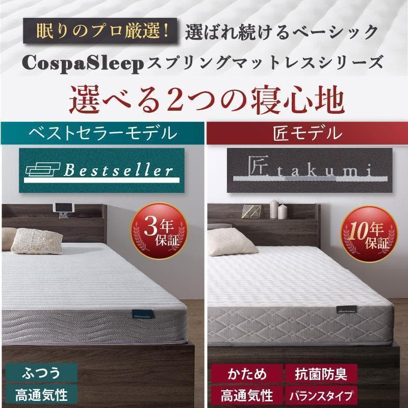 新品 送料込 セミダブルベッド 収納 棚 2口コンセント マットレス付 WB