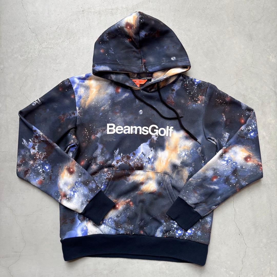 BEAMS GOLF ビームスゴルフ 宇宙プリントフード付きパーカー 総柄 M