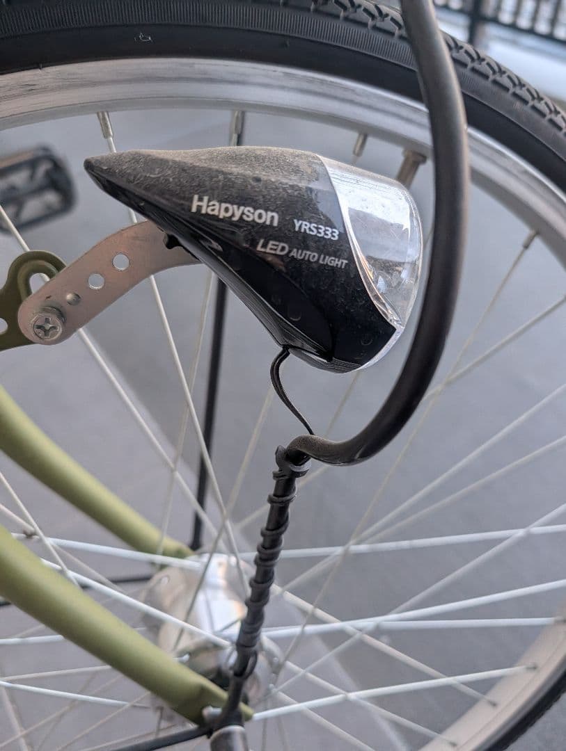 かもめ【引取限定】オリーブグリーン シティサイクル 前後バスケット付き26