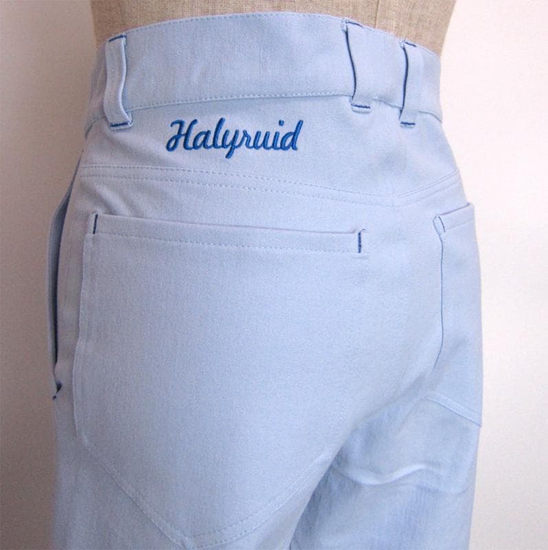 【タグ付】メンズゴルフパンツ　水色ストレッチパンツ　Mサイズ　新古品