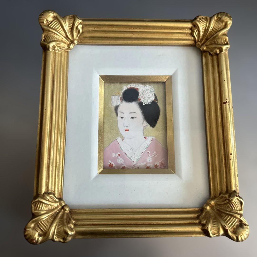 お値下げ❣️日本画 舞妓女性 金色フレーム
