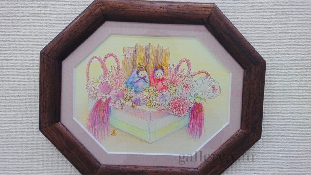 『おひなさま』　水彩色鉛筆画