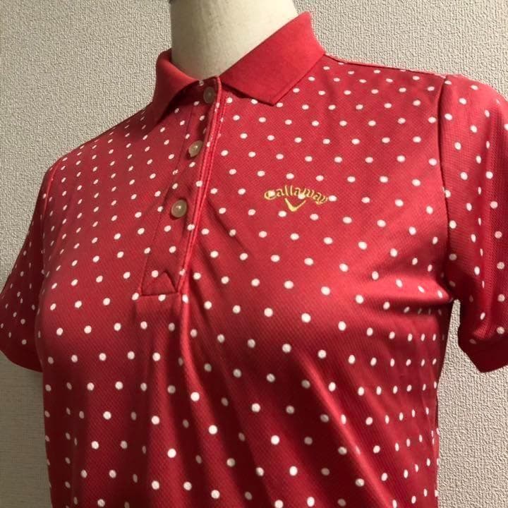 CALLAWAY キャロウェイ 半袖 ポロシャツ レッド系 ドット Lサイズ