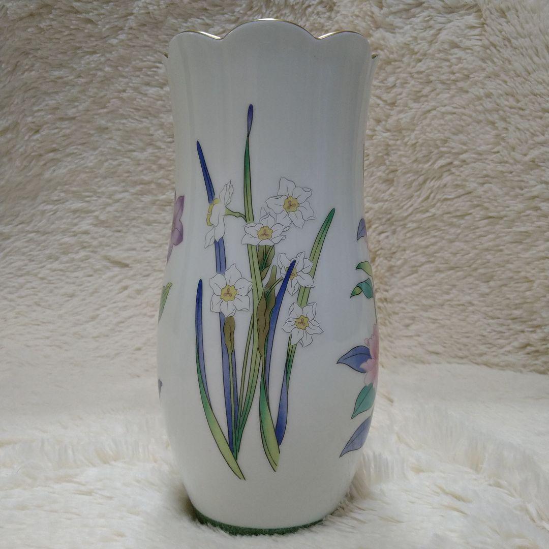 激レア【香蘭社】 「茶席の花」 花瓶 金彩 4面花絵 花柄