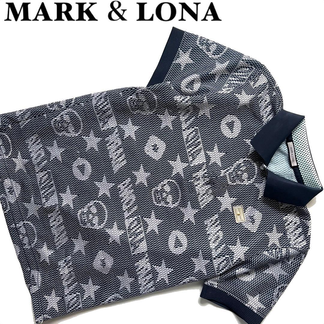 MARK&LONA マークアンドロナ　ポロシャツ　ゴルフ　メンズ　半袖　総柄　M