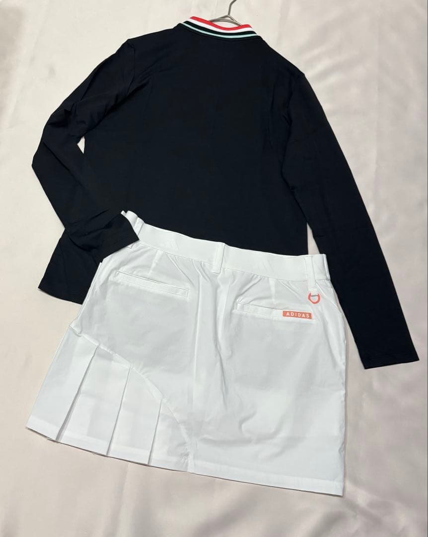 新品adidasゴルフ　ハーフジップポロシャツ　プリーツ スカート大きめサイズ