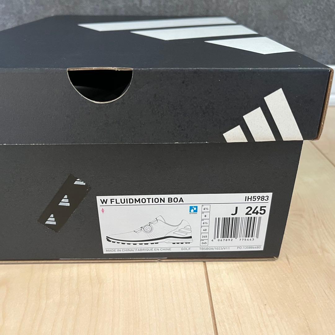美品★adidasゴルフシューズ BOA 24.5cm 白×黒 スパイクレス