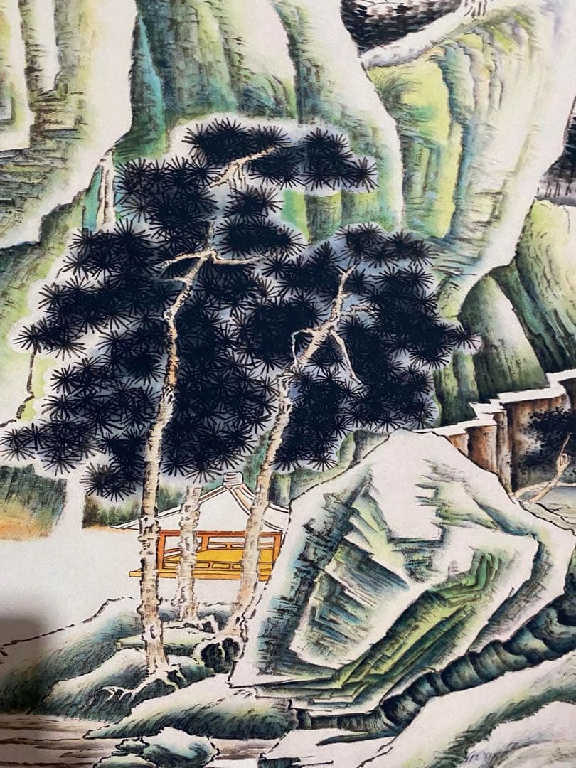 仇英 雪景山水 中国画 掛け軸 水墨画 和室 玄関 茶室 壁掛け 美術品