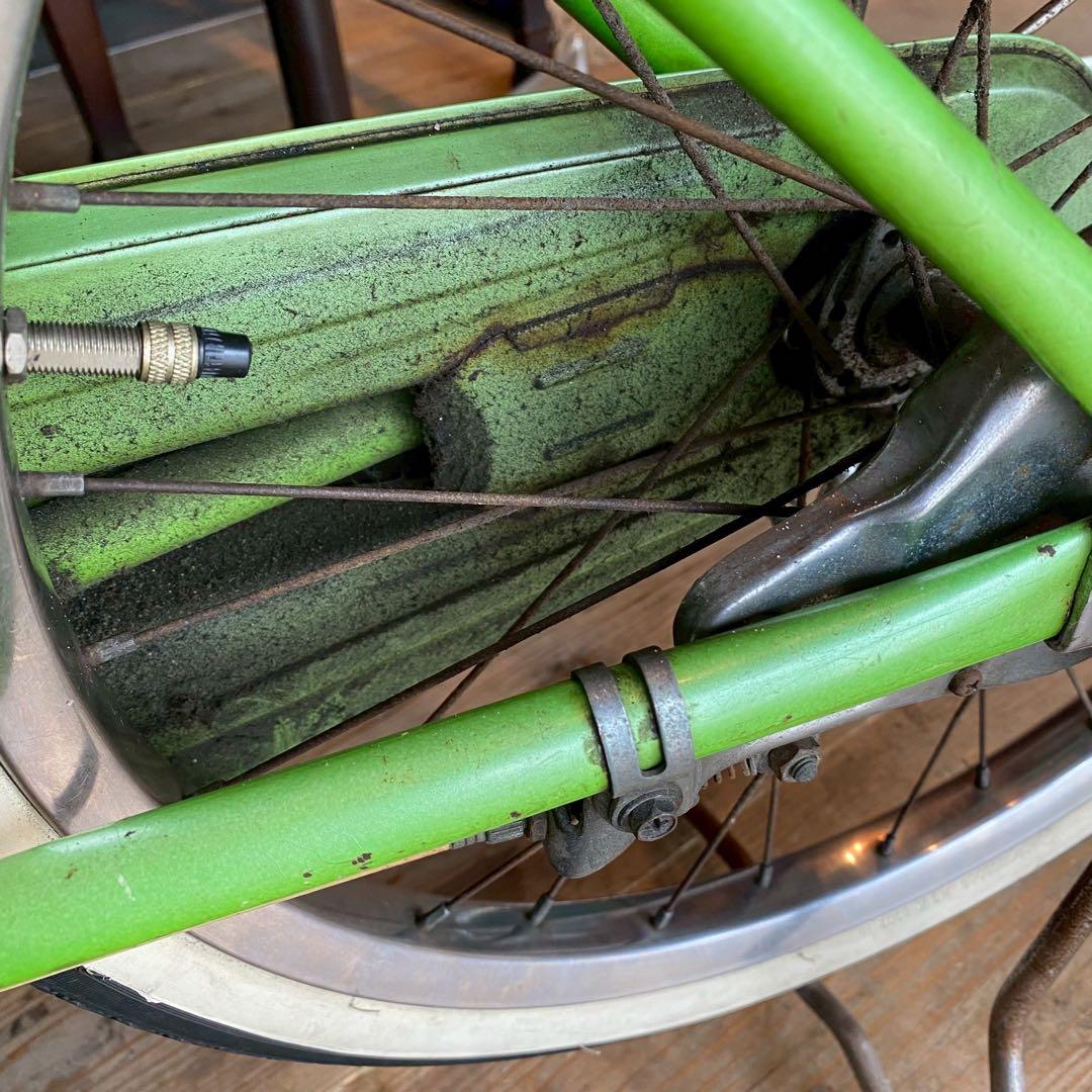自転車 昭和レトロ 当時物 ママチャリ 緑 グリーン インテリア レトロポップ