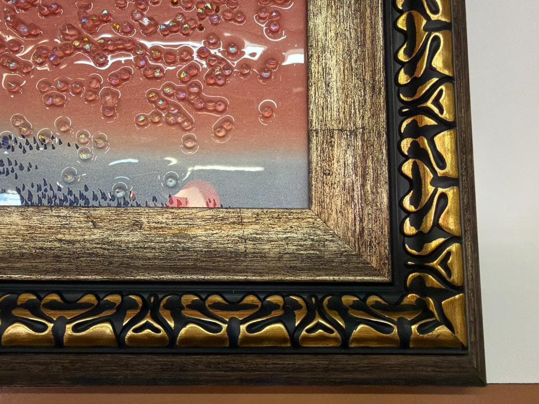 水晶絵　葛飾北斎　冨獄三十六景　凱風快晴　赤富士　アートパネル　絵画　壁掛　日本