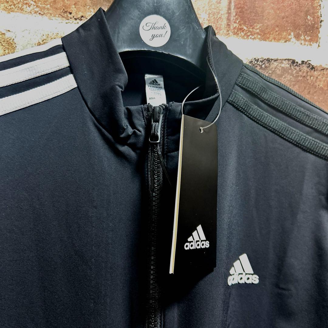 新品❣️adidas アディダス☆PRIMEBLUE 白&黒LINE♡ナイロンJK