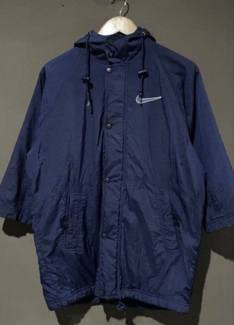 【大人気90年NIKE銀タグ】kids用・ビックスウッシュ紺色ベンチコートS