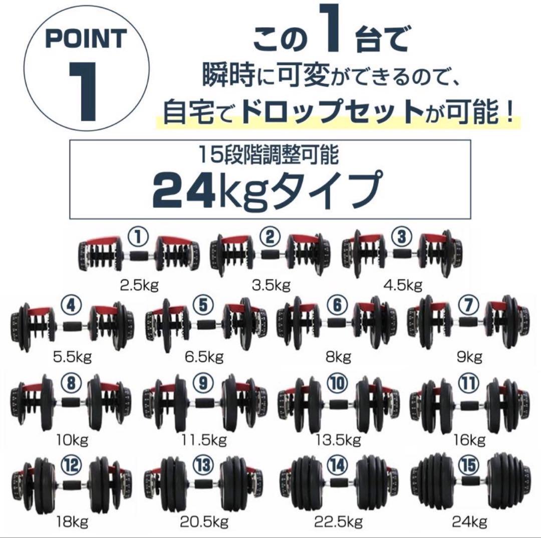 TOP FILM 可変式ダンベル 24kg×2個