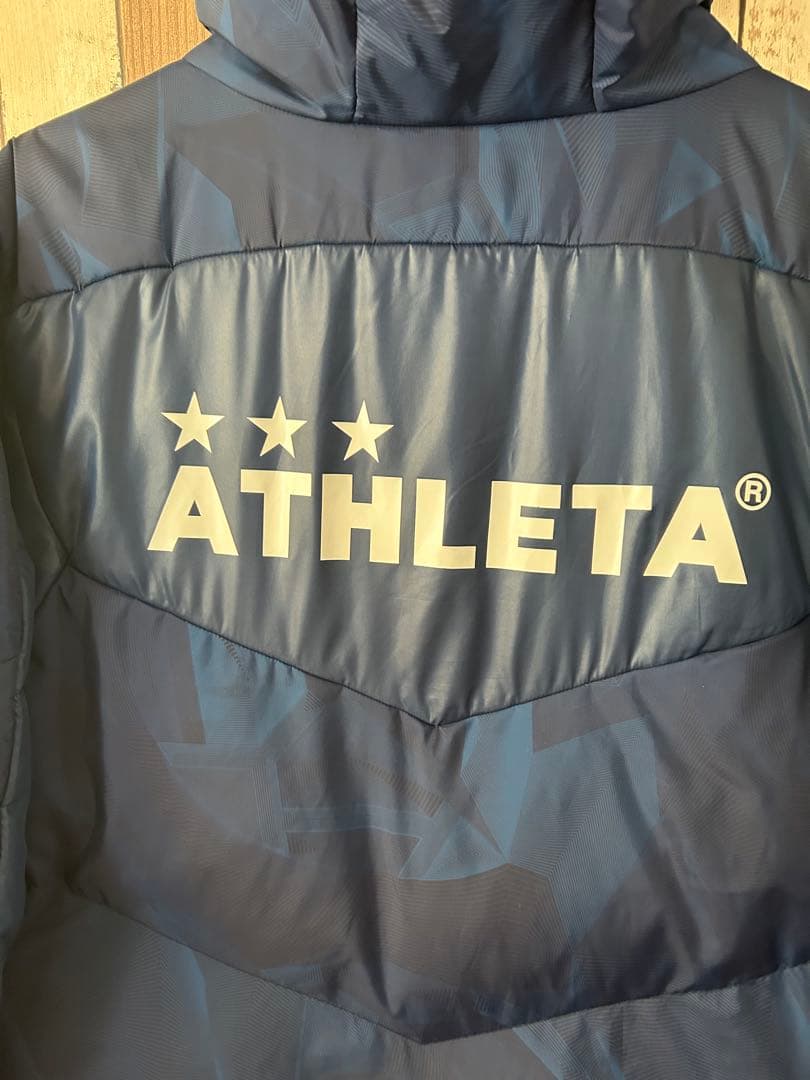 ATHLETA フード付きダウンコート ネイビー