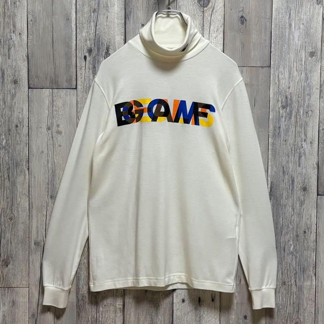 ビームス　BEAMS GOLF タートルネック　長袖　ビックロゴ　ホワイト