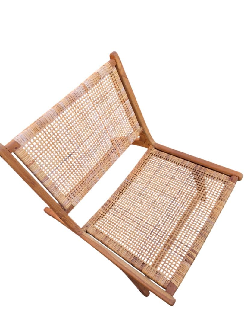 ラタン ラウンジチェア チーク無垢材 ローチェア アジアン家具