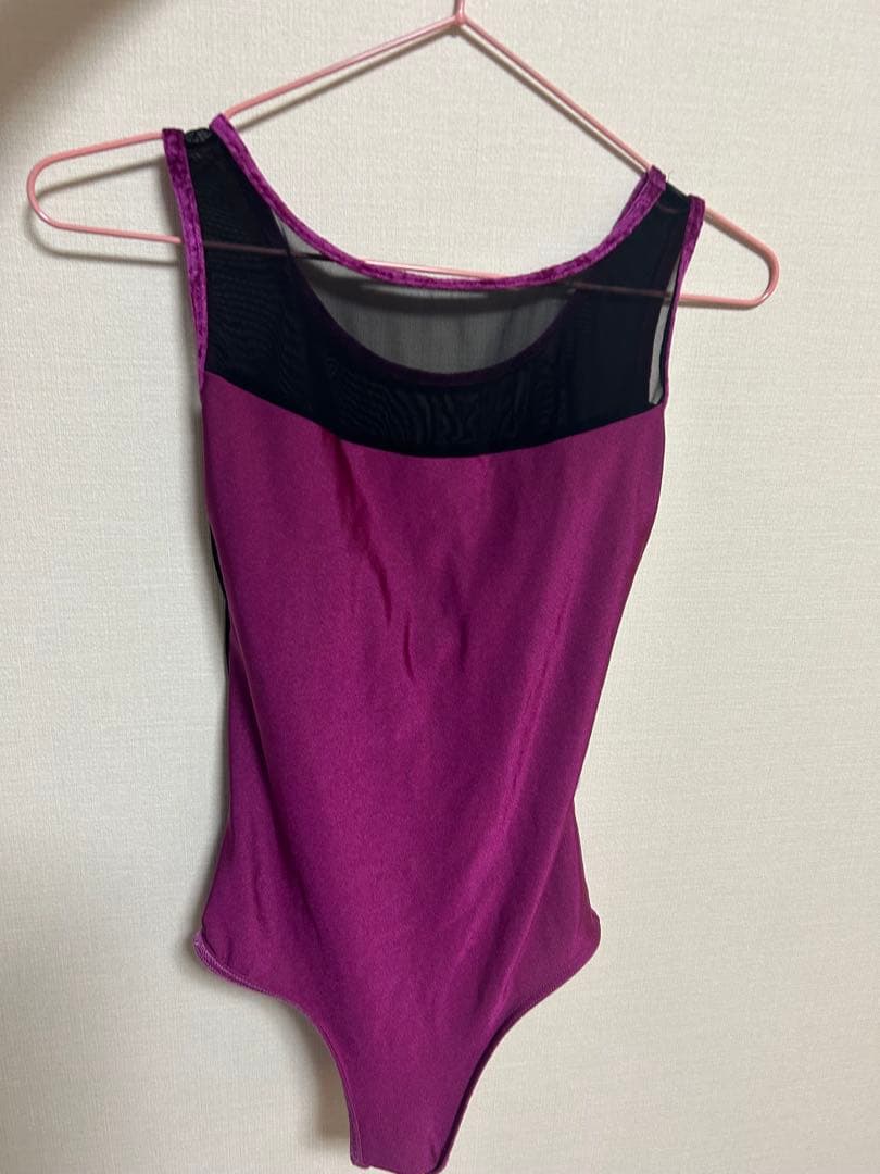 レオタードyumiko 紫色 メッシュ背面 バレエ レオタード