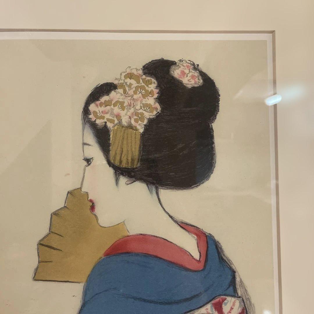竹久夢二 「舞姫」 額の外寸570ｘ460mm 複製画 日本画 228/300