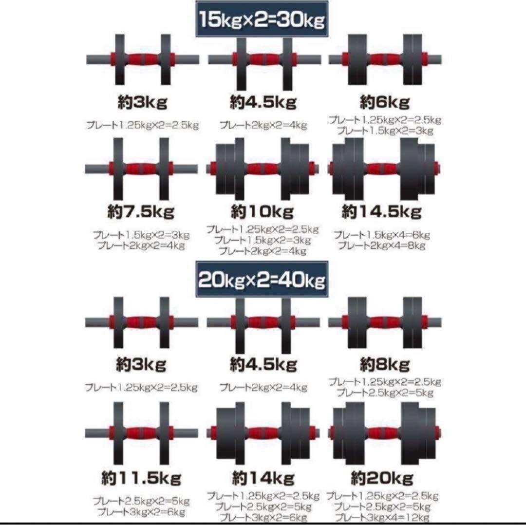 送料込ダンベル 可変式 20kg可変式ダンベル40kg 多機能2個セット
