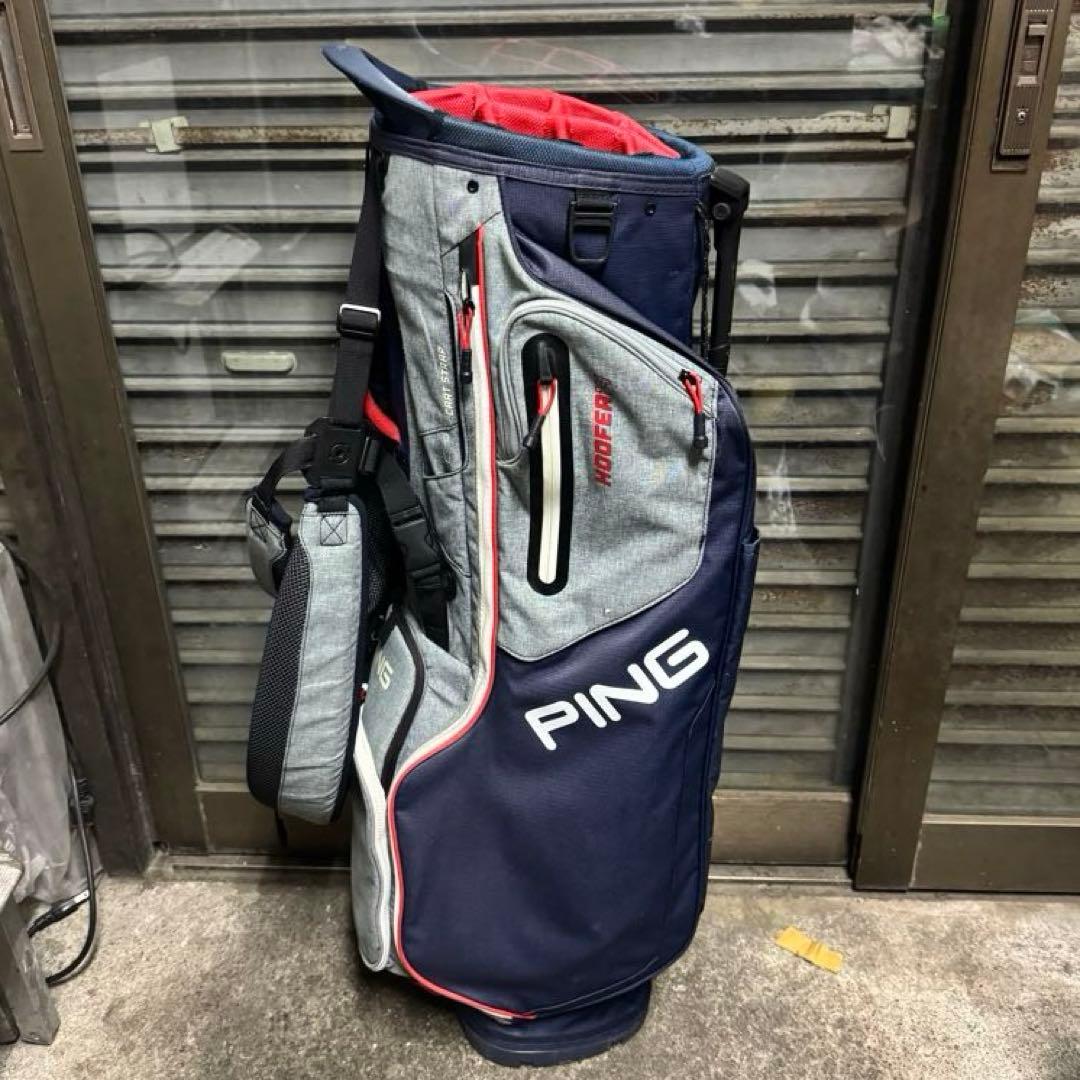 PING HOOFER 14スタンド キャディバッグ ネイビー グレー レッド