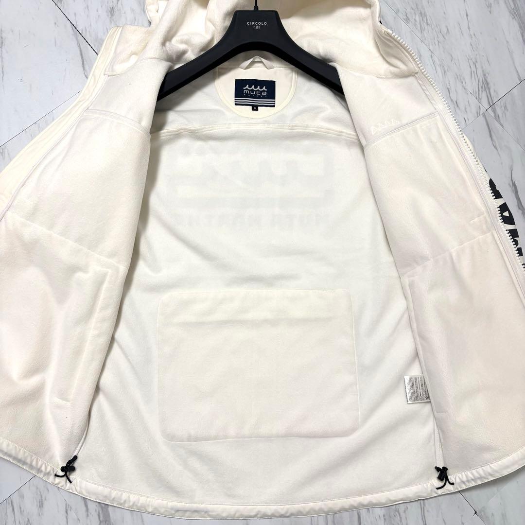 美品⭐️ムータマリン 3LAYER ボンディングパーカー デカロゴ 白 L相当