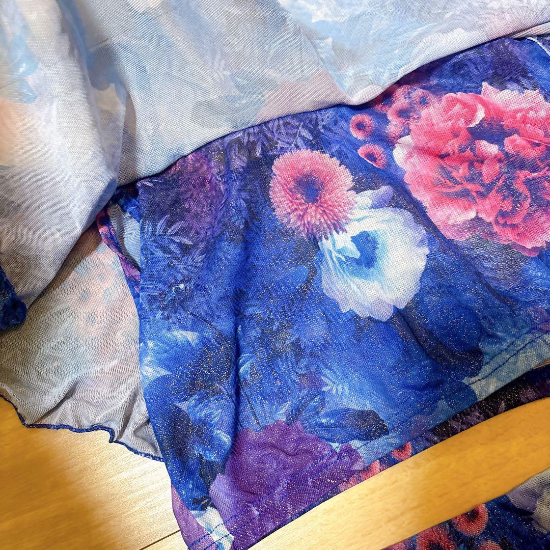 美品　ベリーダンス フラワープリント シフォン 上下セット