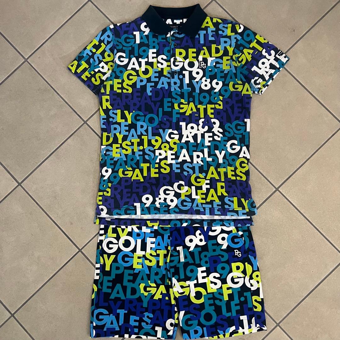 Pearlygates パーリーゲイツ　セットアップ　総柄　シャツ　ハーフパンツ