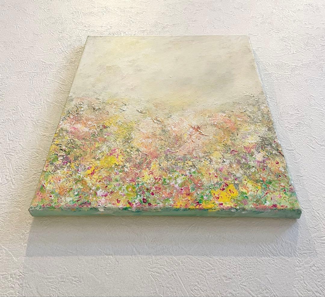 529 抽象画 アクリル画 原画 キャンバスボード F6 優しい光に包まれて