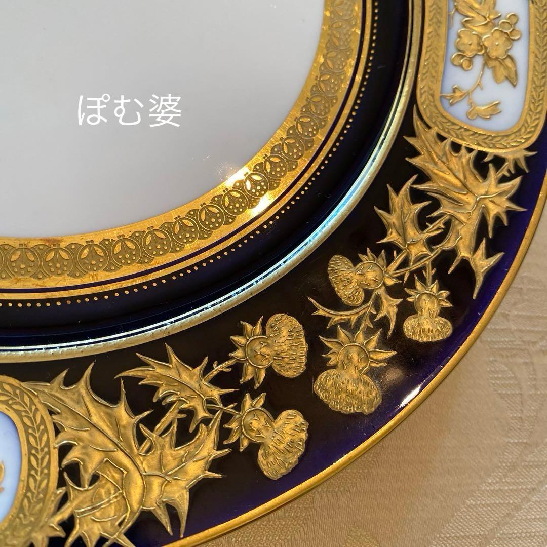 【古コウルドン】金彩 金盛 金張 エナメル 皿 プレート「ジャポニズム／花と鳥」