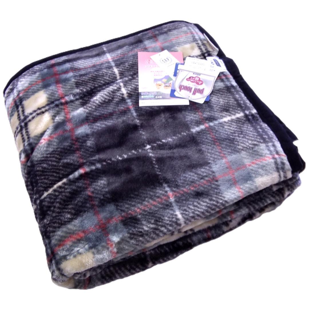 日本製 アクリル・レーヨン ニューマイヤー毛布 温泉毛布 チェック柄 シングル